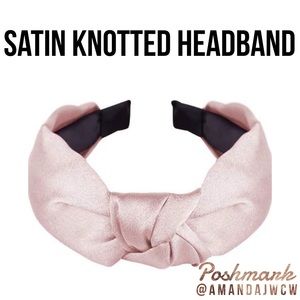 Silk Cross Knot Twist Headband - Champagne 1” Wide